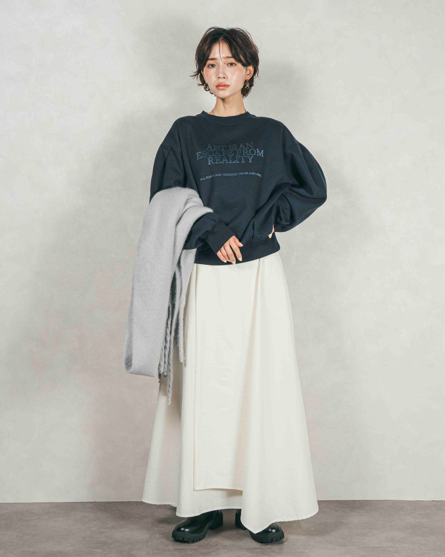 ［SET］フロッキーLogoスウェット+アシメFlareタックスカート（2SET）