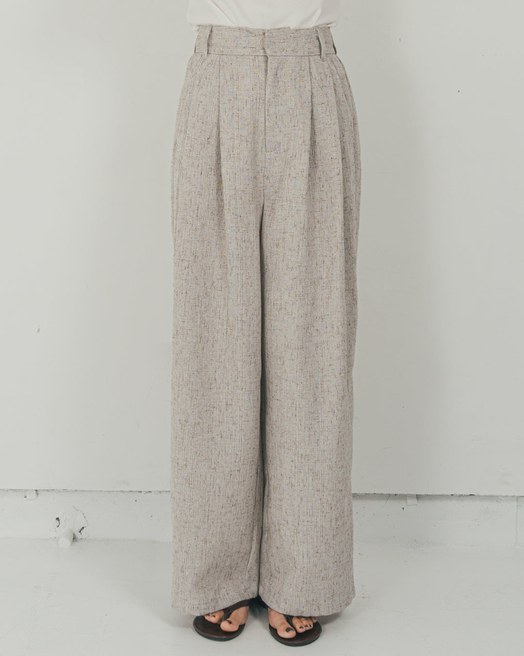［SET］Clear Sheer オーバーシャツ + Tweedダブルタックパンツ（2SET）
