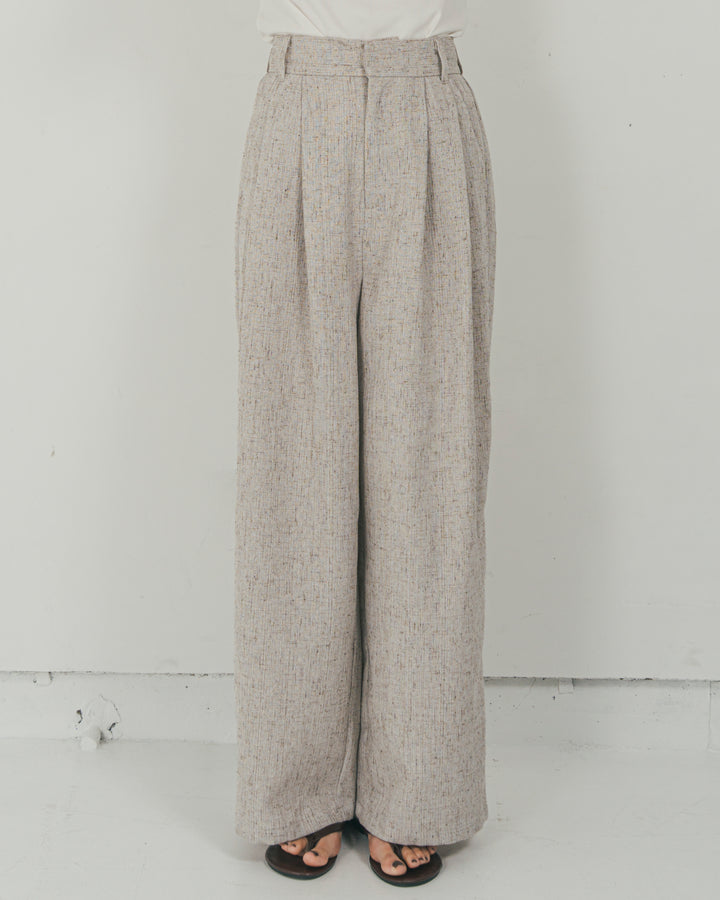 ［SET］Clear Sheer オーバーシャツ + Tweedダブルタックパンツ（2SET）