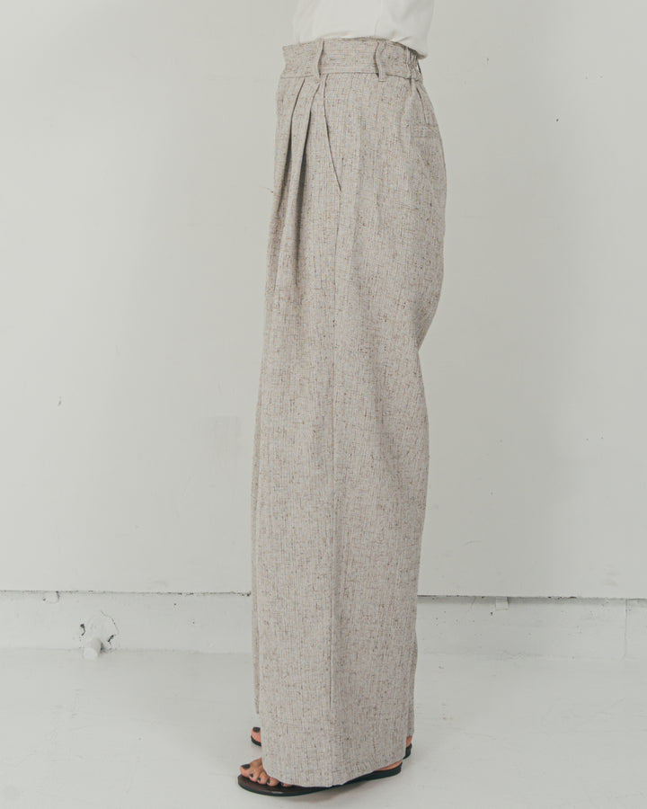 ［SET］Clear Sheer オーバーシャツ + Tweedダブルタックパンツ（2SET）