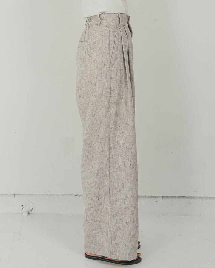 ［SET］Clear Sheer オーバーシャツ + Tweedダブルタックパンツ（2SET）