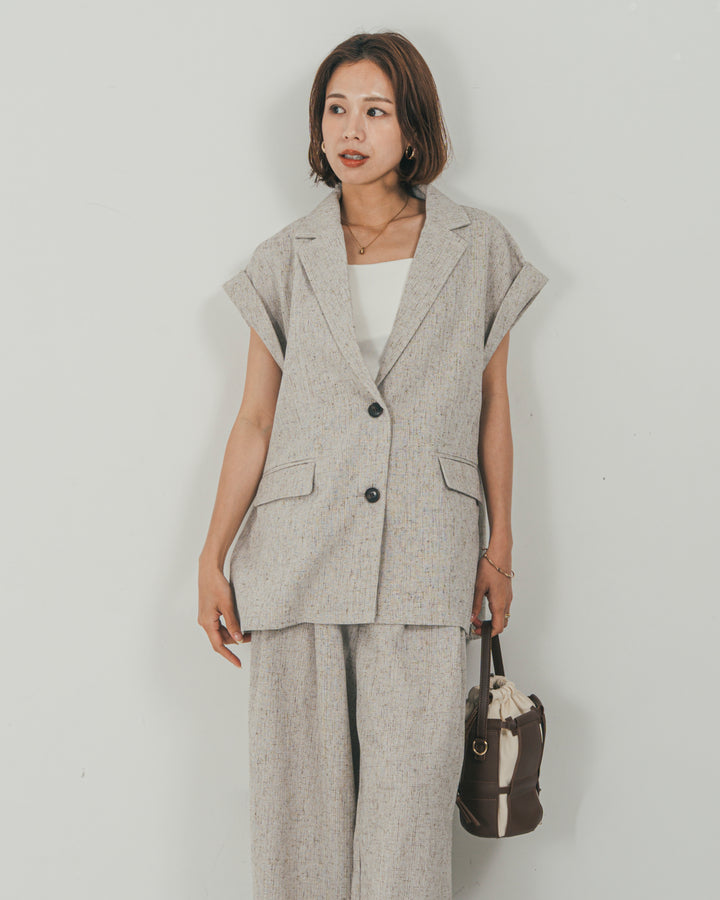 ［SET］Tweedテイラードジレ + Tweedダブルタックパンツ（2SET）