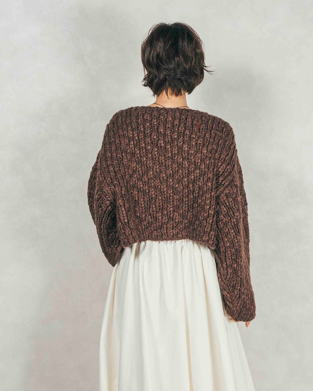 ［SET］ボリュームチャンキースラブ クロップドニット+アシメFlareタックスカート（2SET）