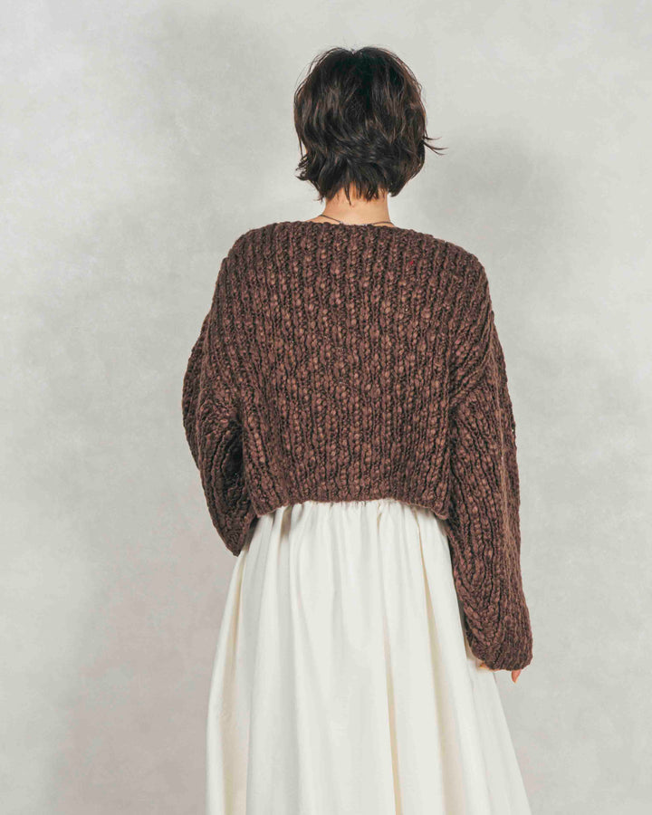 ［SET］ボリュームチャンキースラブ クロップドニット+アシメFlareタックスカート（2SET）