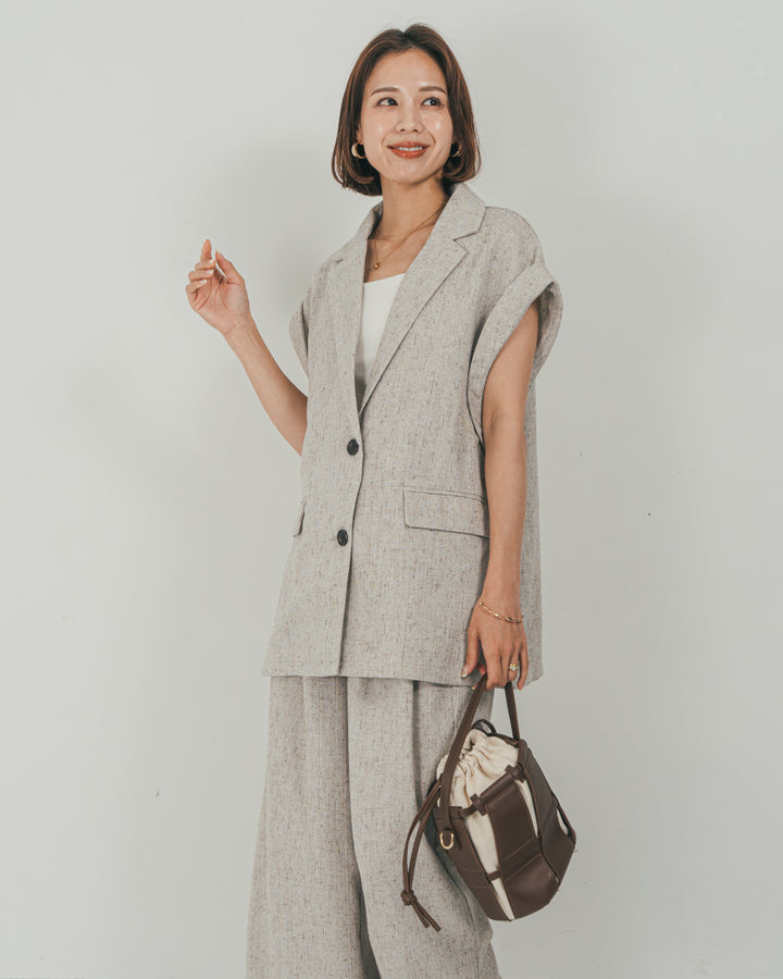 ［SET］Tweedテイラードジレ + Tweedダブルタックパンツ（2SET）