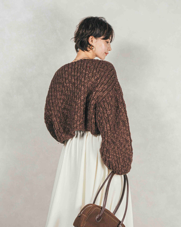 ［SET］ボリュームチャンキースラブ クロップドニット+アシメFlareタックスカート（2SET）