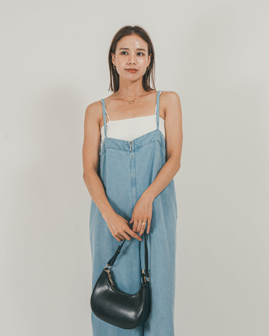 ［SET］接触冷感 10ozデニムオールインワン + 【接触冷感・UVカット・防臭】カップ付きリブキャミ（2SET）