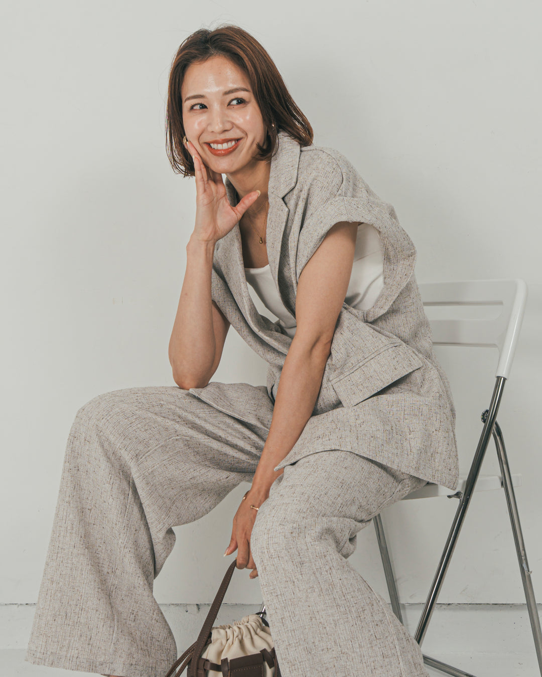 ［SET］Tweedテイラードジレ + Tweedダブルタックパンツ（2SET）