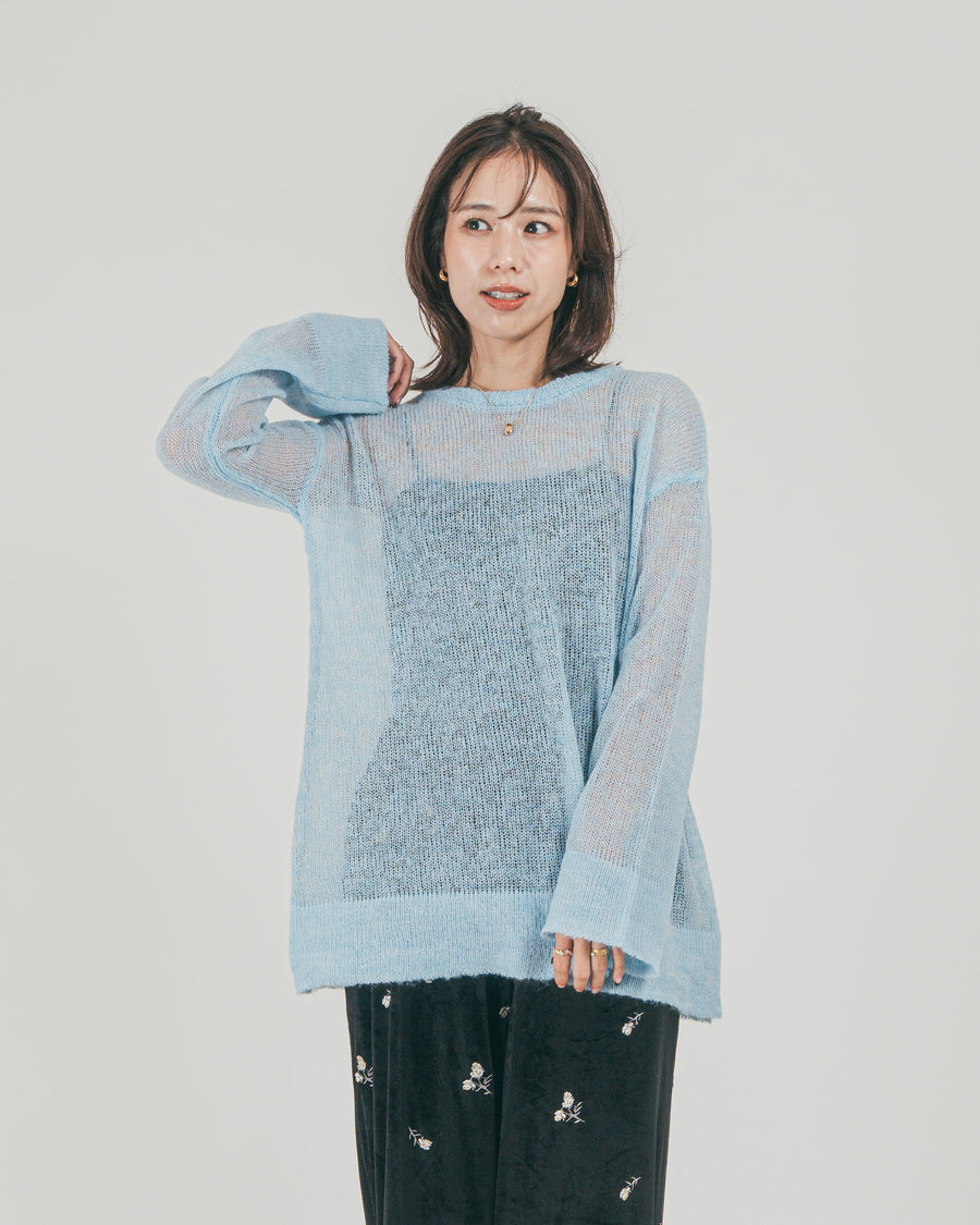 ［SET］モヘアTouchローゲージカラーニット + Flower刺繍 ベロアパンツ（2SET）