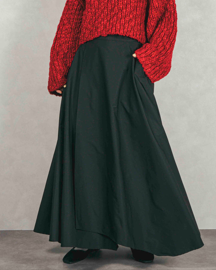 アシメFlareタックスカート (BLACK)