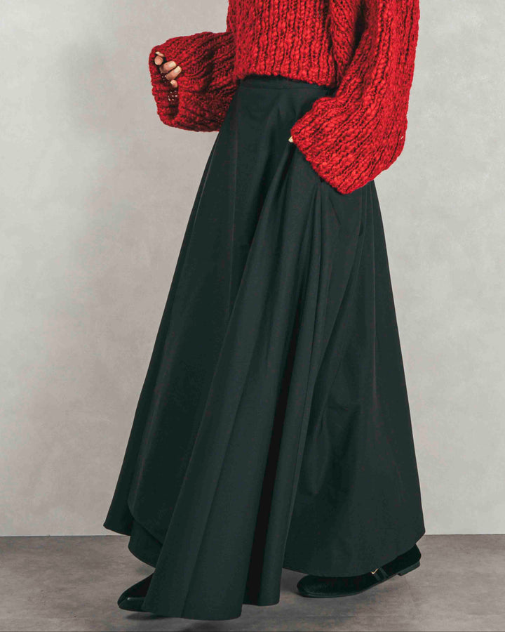 アシメFlareタックスカート (BLACK)