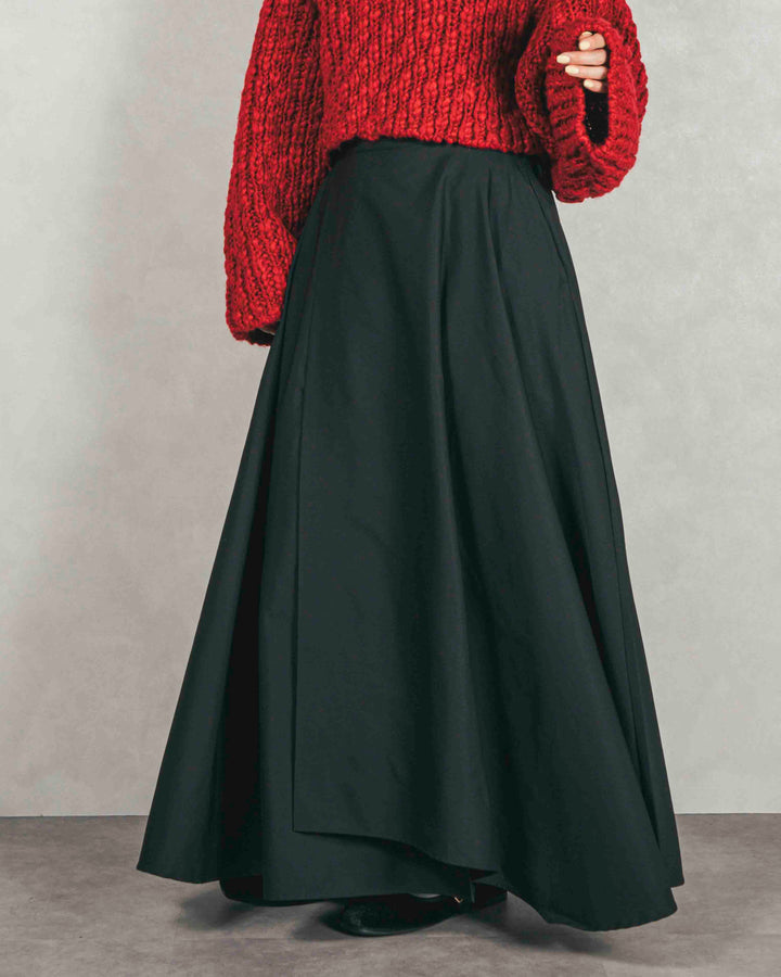 アシメFlareタックスカート (BLACK)