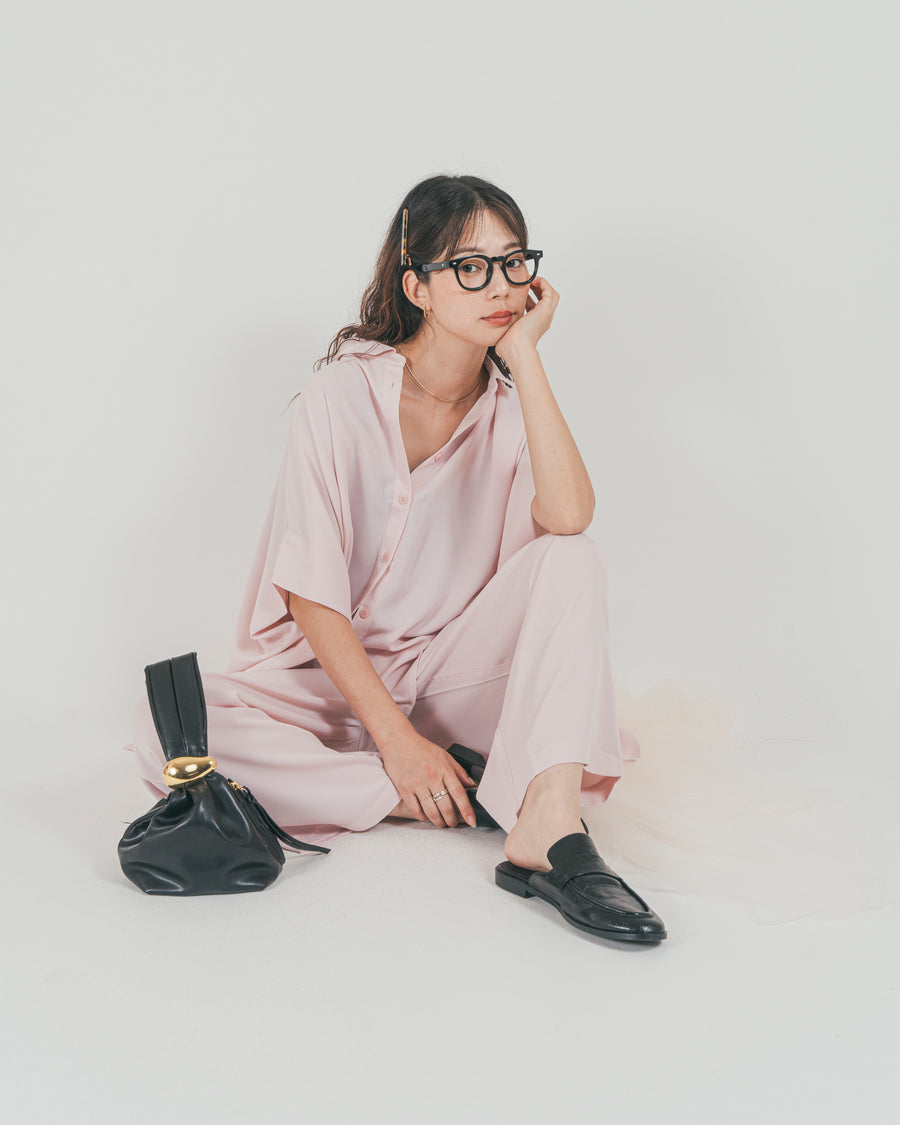 ［SET］とろみドルマンスリーブブラウス + とろみバレルパンツ（2SET）