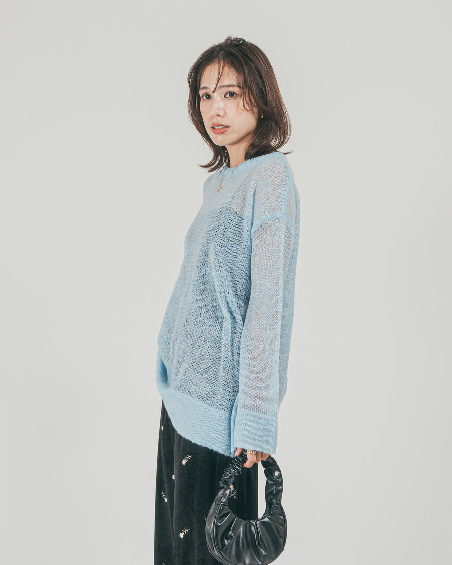 ［SET］モヘアTouchローゲージカラーニット + Flower刺繍 ベロアパンツ（2SET）
