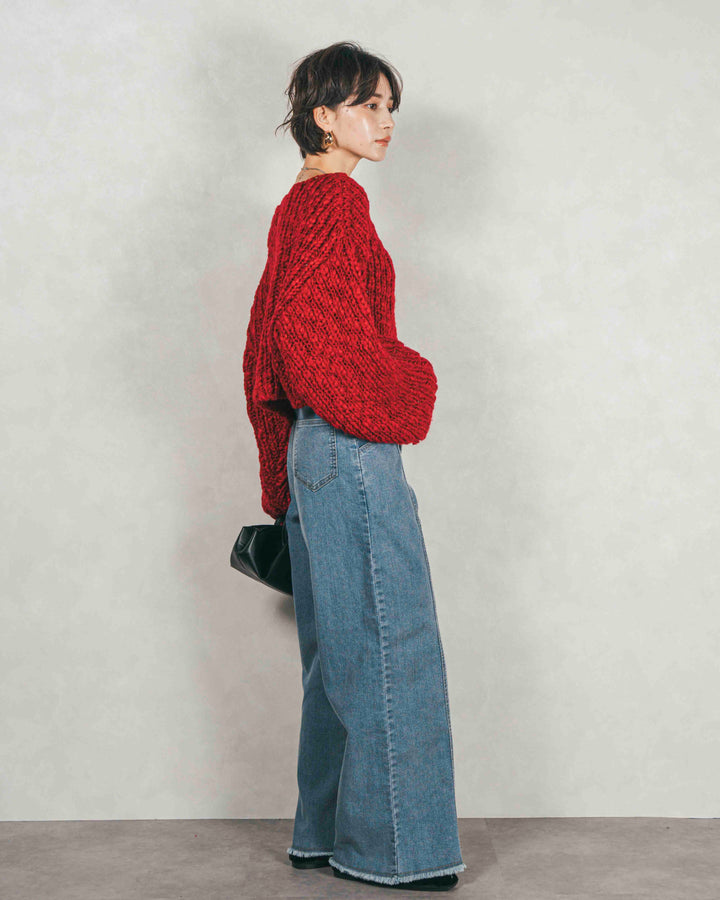 センターシーム リラックスカラーデニム (BLEACH)