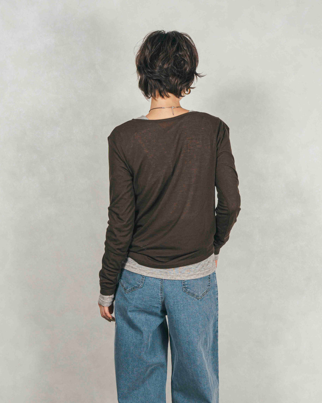 ［SET］Sheerリブヘンリーネックトップス+Sheerリブヘンリーネックトップス（2SET）