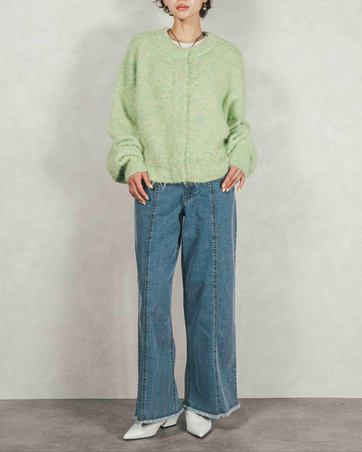 センターシーム リラックスカラーデニム (BLEACH)