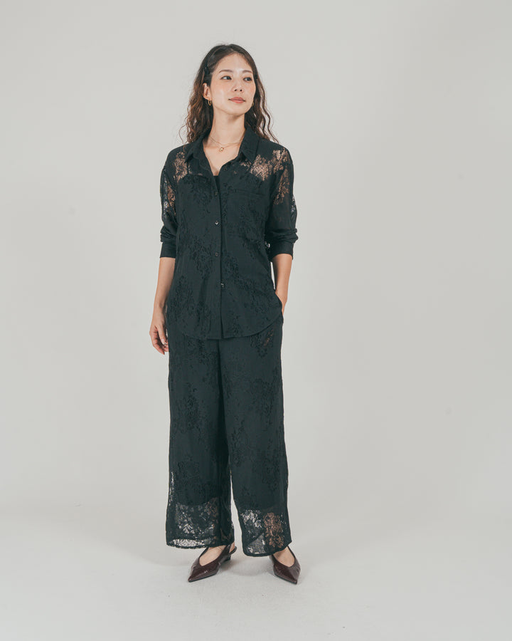 ［SET］Relaxレースシャツ + Relaxレースパンツ + 【接触冷感・UVカット・防臭】カップ付きリブキャミ（3SET）