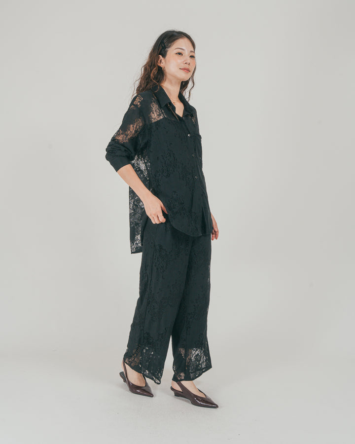 ［SET］Relaxレースシャツ + Relaxレースパンツ + 【接触冷感・UVカット・防臭】カップ付きリブキャミ（3SET）