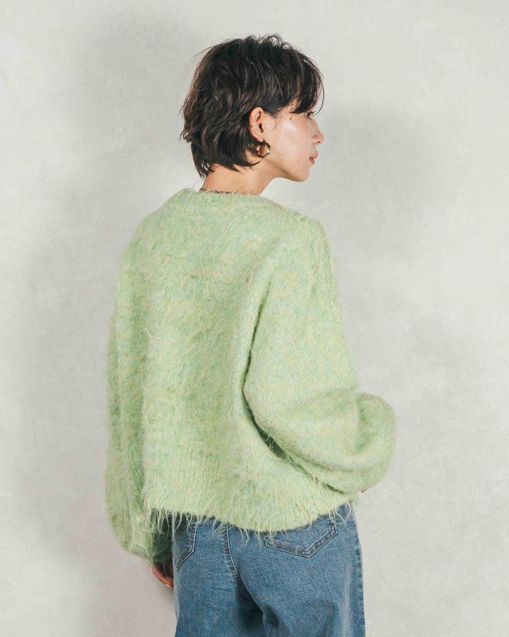 ［SET］ミックスヤーン2WAYカーディガン+センターシーム リラックスカラーデニム