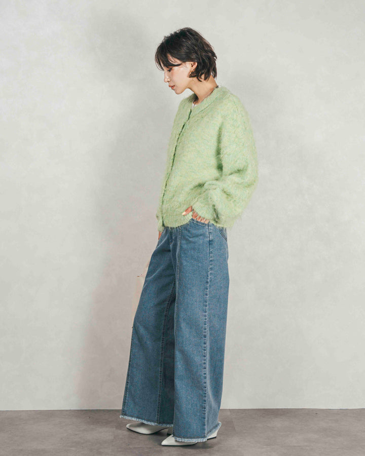 ミックスヤーン2WAYカーディガン (LIME GREEN)