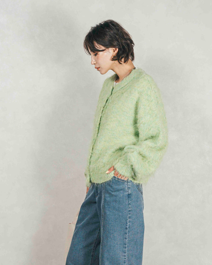 ミックスヤーン2WAYカーディガン (LIME GREEN)