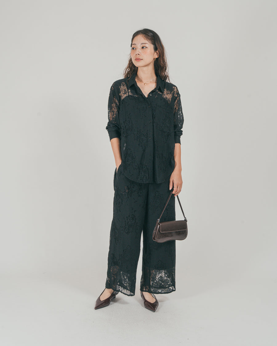 ［SET］Relaxレースシャツ + Relaxレースパンツ + 【接触冷感・UVカット・防臭】カップ付きリブキャミ（3SET）