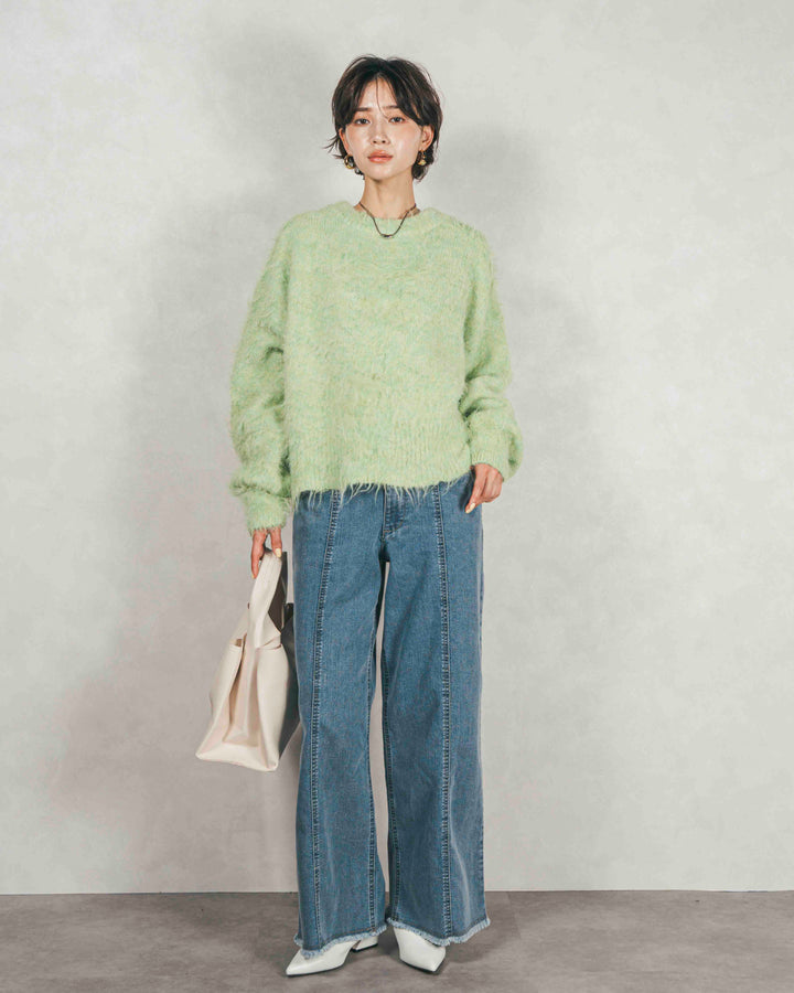 センターシーム リラックスカラーデニム (BLEACH)