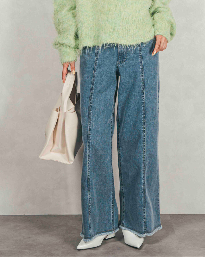 センターシーム リラックスカラーデニム (BLEACH)