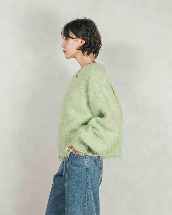 ［SET］ミックスヤーン2WAYカーディガン+センターシーム リラックスカラーデニム