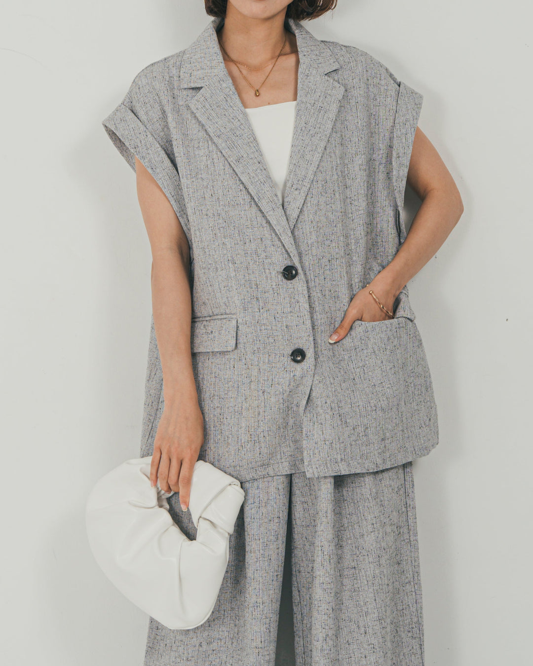 Tweedテイラードジレ
