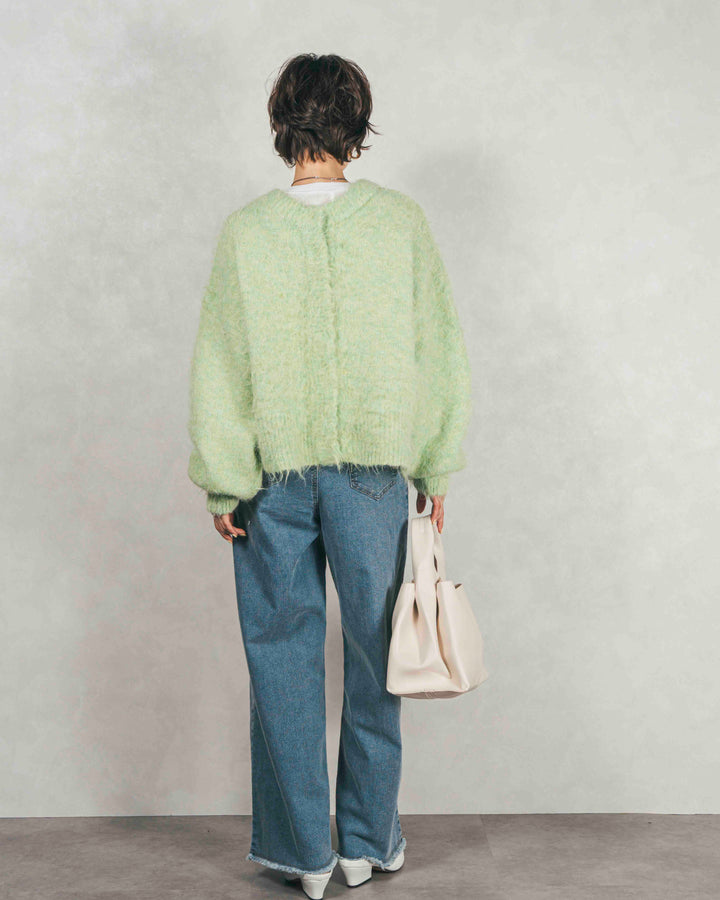 ［SET］ミックスヤーン2WAYカーディガン+センターシーム リラックスカラーデニム