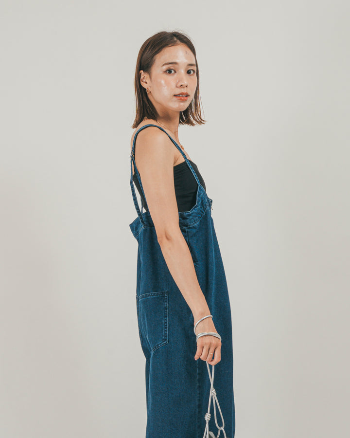 ［SET］接触冷感 10ozデニムオールインワン + 【接触冷感・UVカット・防臭】カップ付きリブキャミ（2SET）
