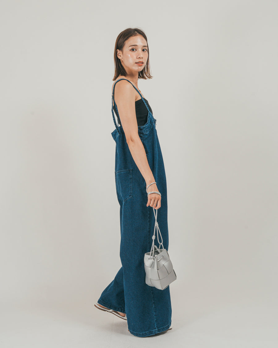 ［SET］接触冷感 10ozデニムオールインワン + 【接触冷感・UVカット・防臭】カップ付きリブキャミ（2SET）