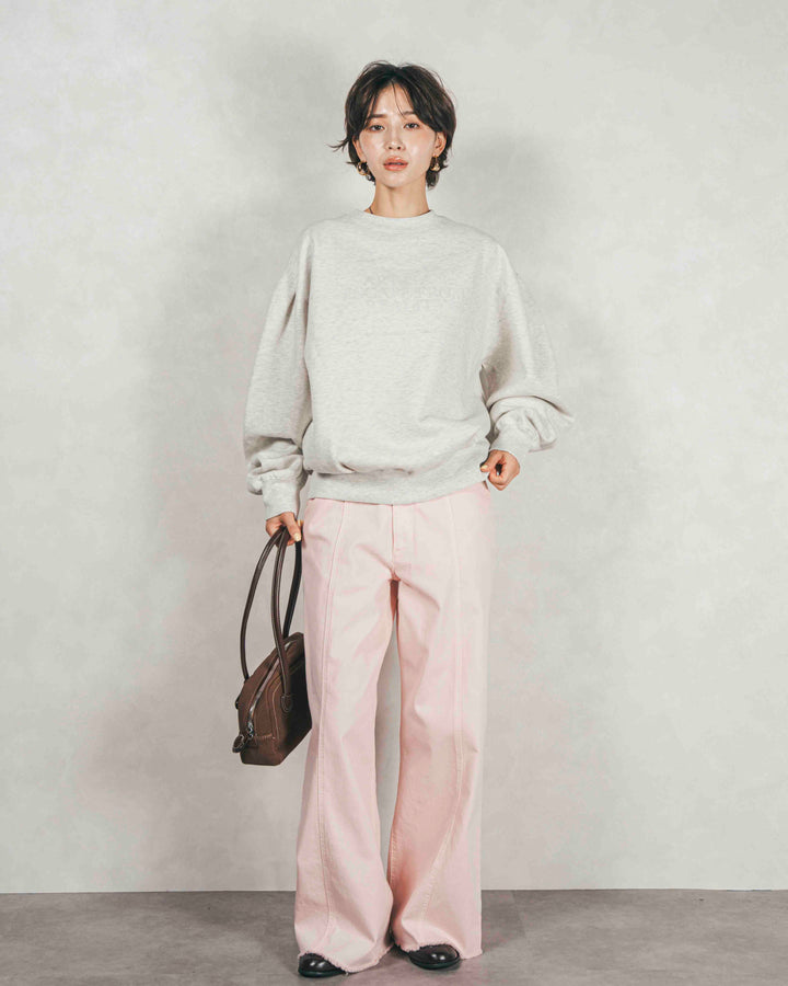 ［SET］裏起毛フロッキーLogoスウェット+センターシーム リラックスカラーデニム（2SET）