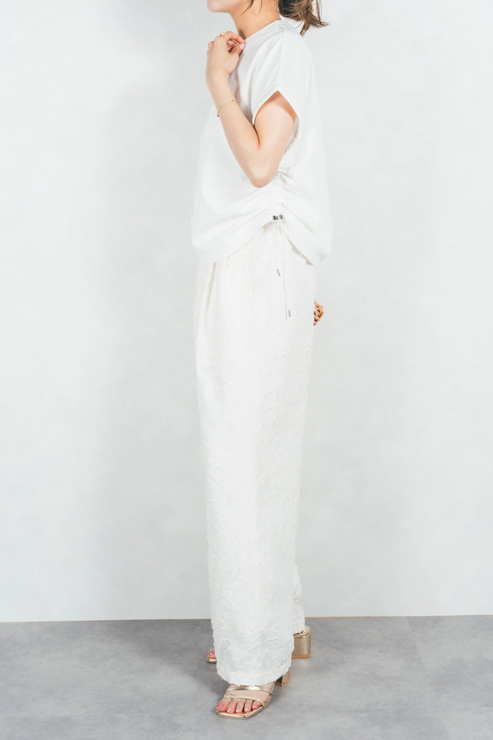 ［予約］［汗ガード］USAコットンサイドギャザーT (WHITE)