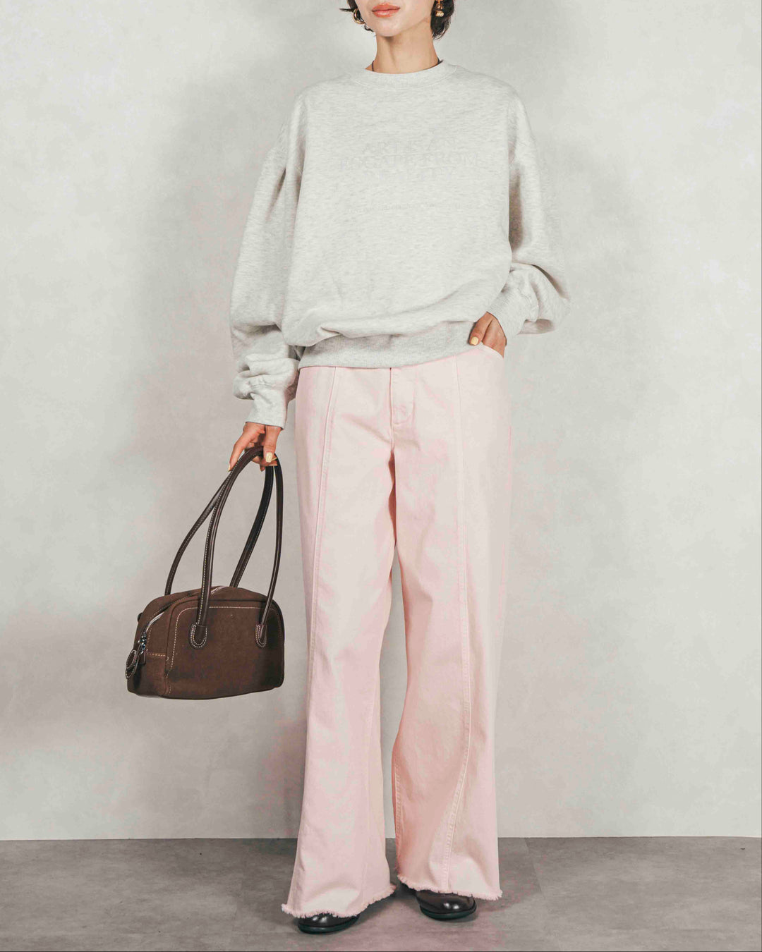 センターシーム リラックスカラーデニム (PINK)