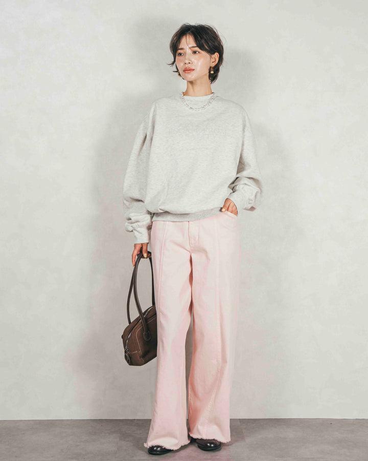 センターシーム リラックスカラーデニム (PINK)