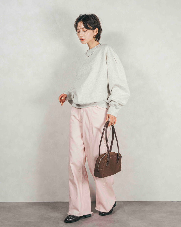 ［SET］裏起毛フロッキーLogoスウェット+センターシーム リラックスカラーデニム（2SET）