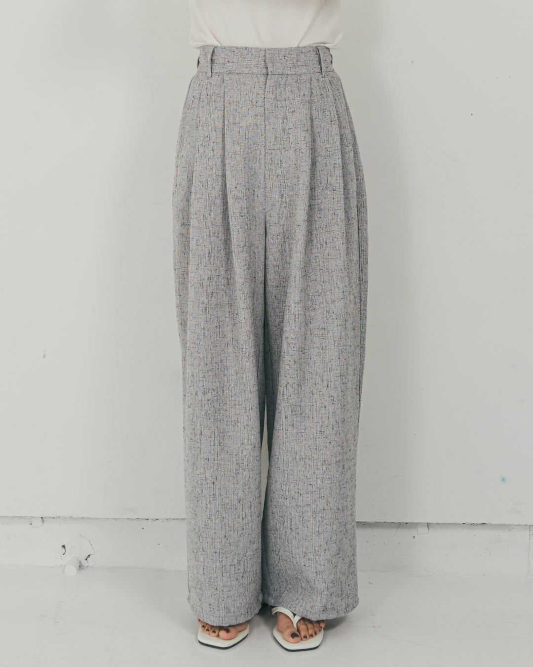 ［SET］Clear Sheer オーバーシャツ + Tweedダブルタックパンツ（2SET）