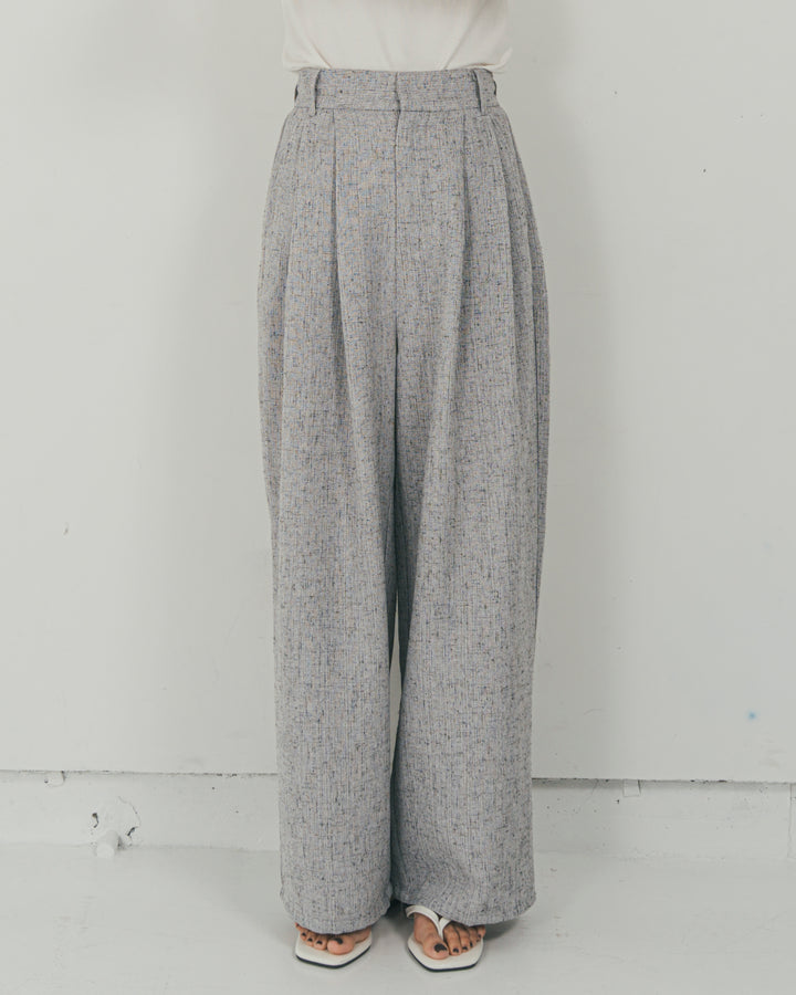 ［SET］Clear Sheer オーバーシャツ + Tweedダブルタックパンツ（2SET）