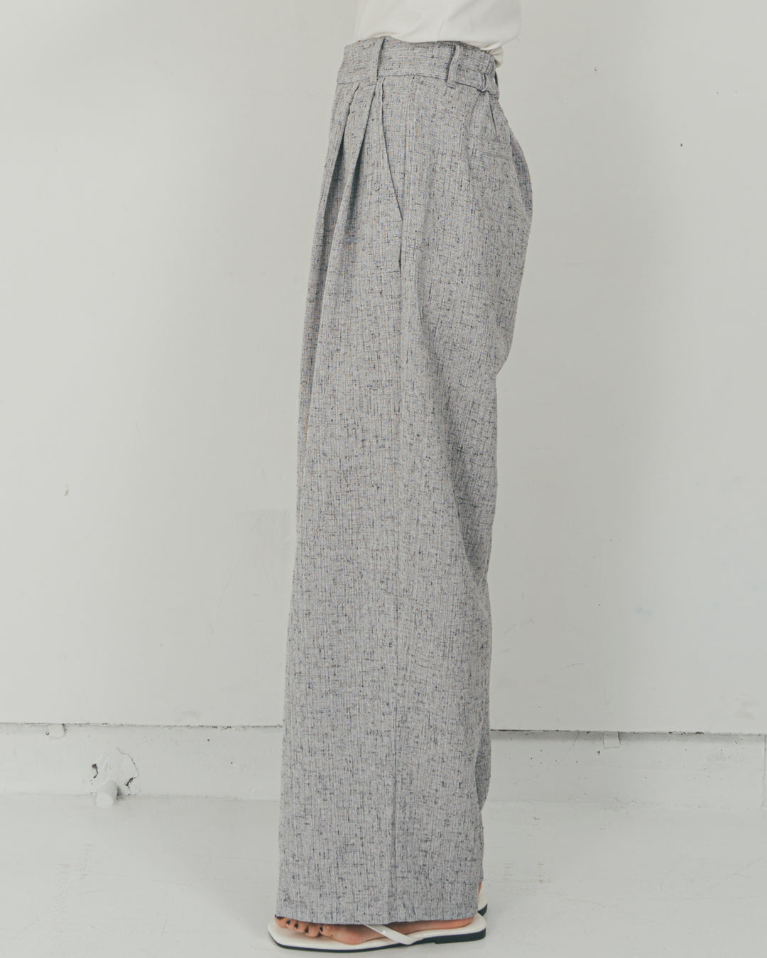 ［SET］Clear Sheer オーバーシャツ + Tweedダブルタックパンツ（2SET）