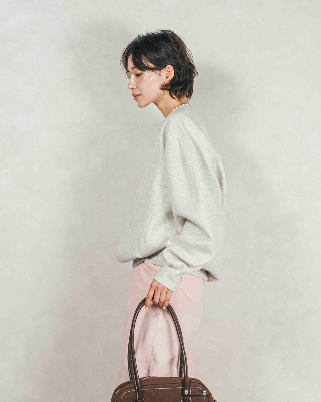 ［SET］裏起毛フロッキーLogoスウェット+センターシーム リラックスカラーデニム（2SET）