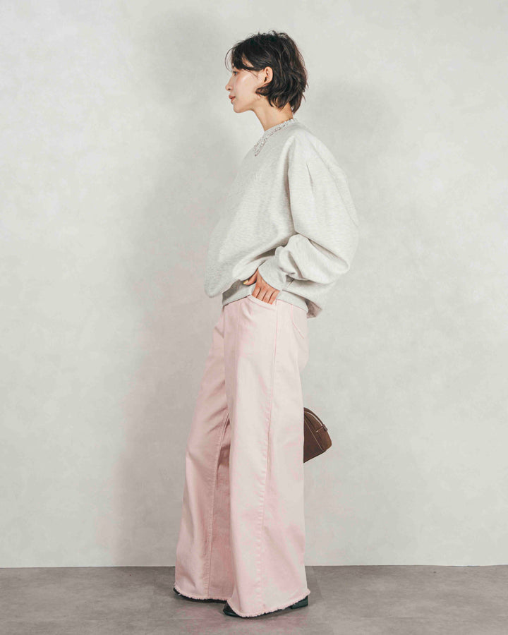 センターシーム リラックスカラーデニム (PINK)