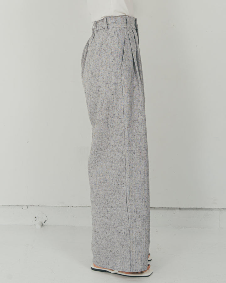 ［SET］Clear Sheer オーバーシャツ + Tweedダブルタックパンツ（2SET）