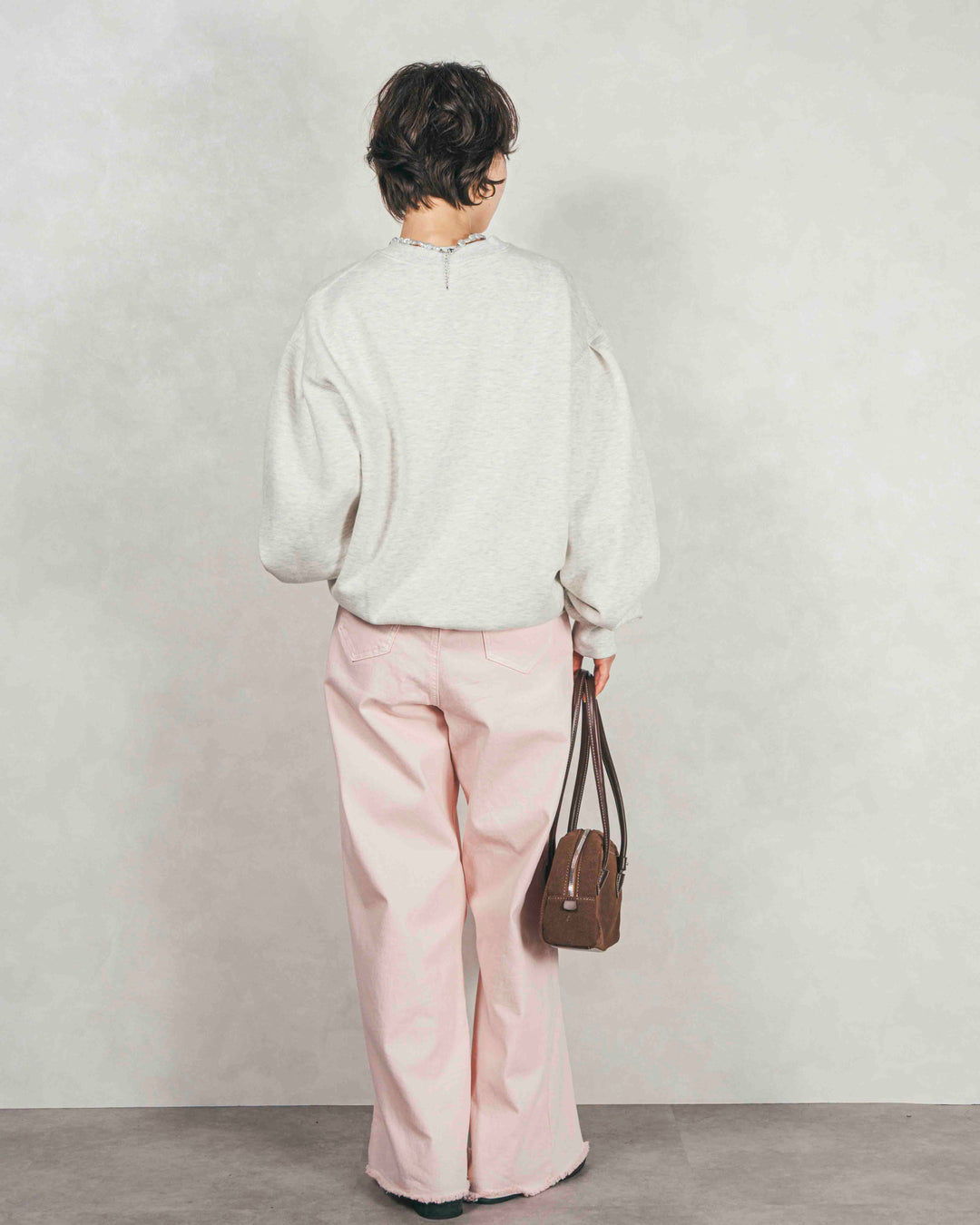 センターシーム リラックスカラーデニム (PINK)