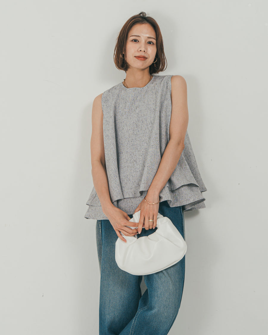 ［SET］Tweedノースリティアードタンクトップ + 10oz サイドタック リラックスデニムパンツ（2SET）