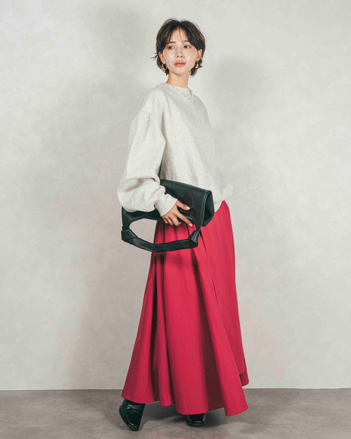 ［SET］裏起毛フロッキーLogoスウェット+アシメFlareタックスカート（2SET）