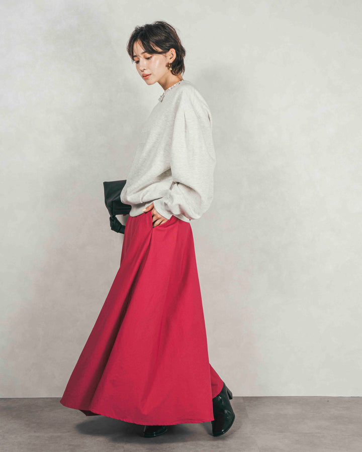 ［SET］裏起毛フロッキーLogoスウェット+アシメFlareタックスカート（2SET）