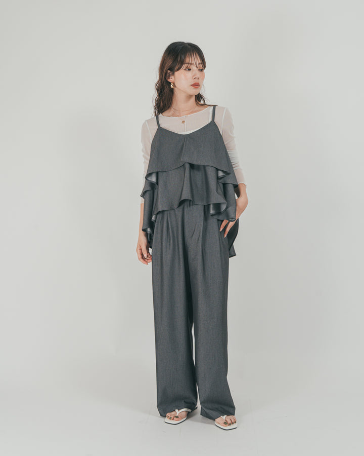 ［SET］デニムライク　ティアードキャミ + デニムライク　タックパンツ（2SET）